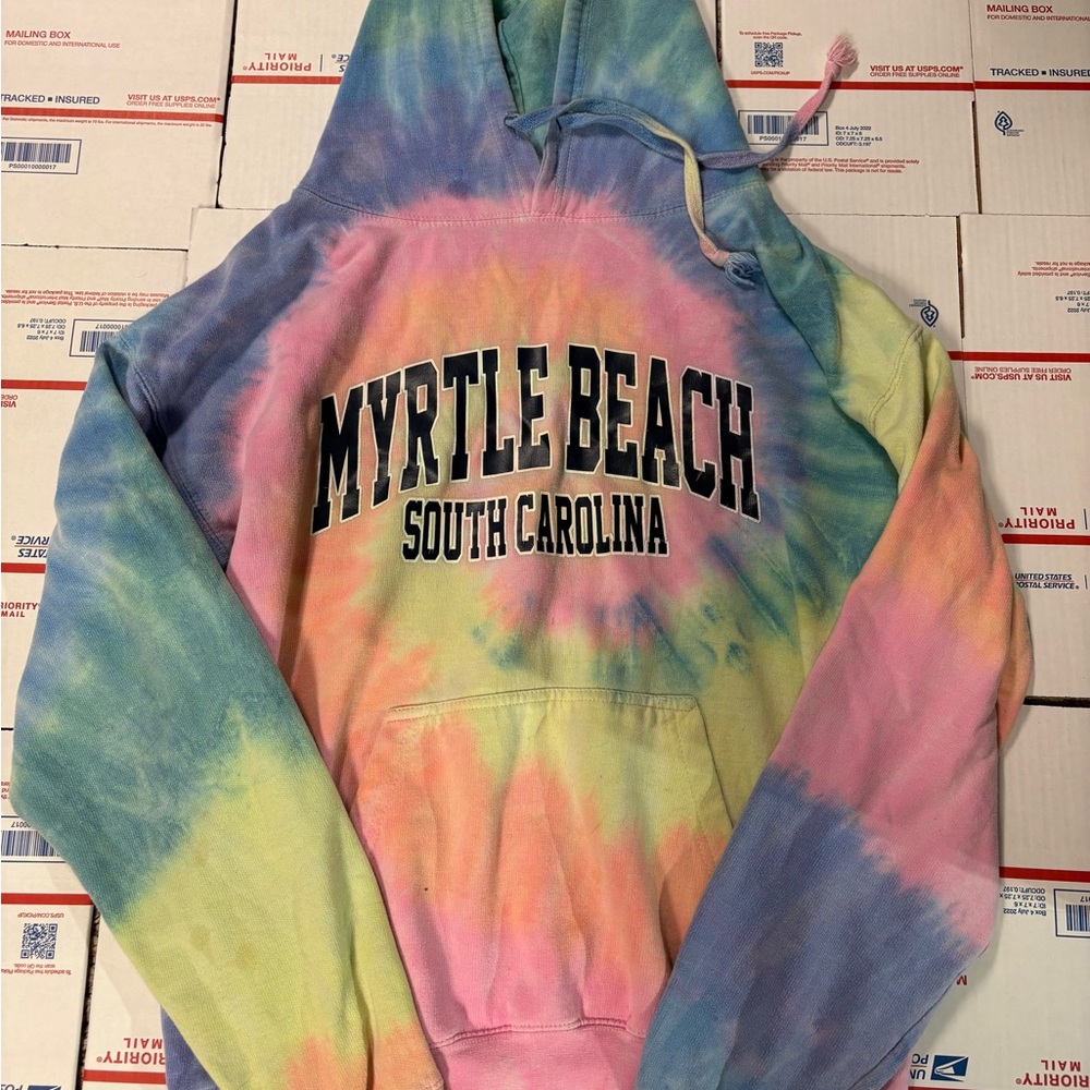 Myrtle Beach South Carolina Tie-Dye Hoodie - Pastel Rainbow